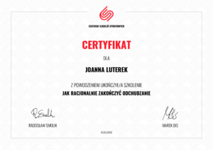 certyfikat odchudzanise